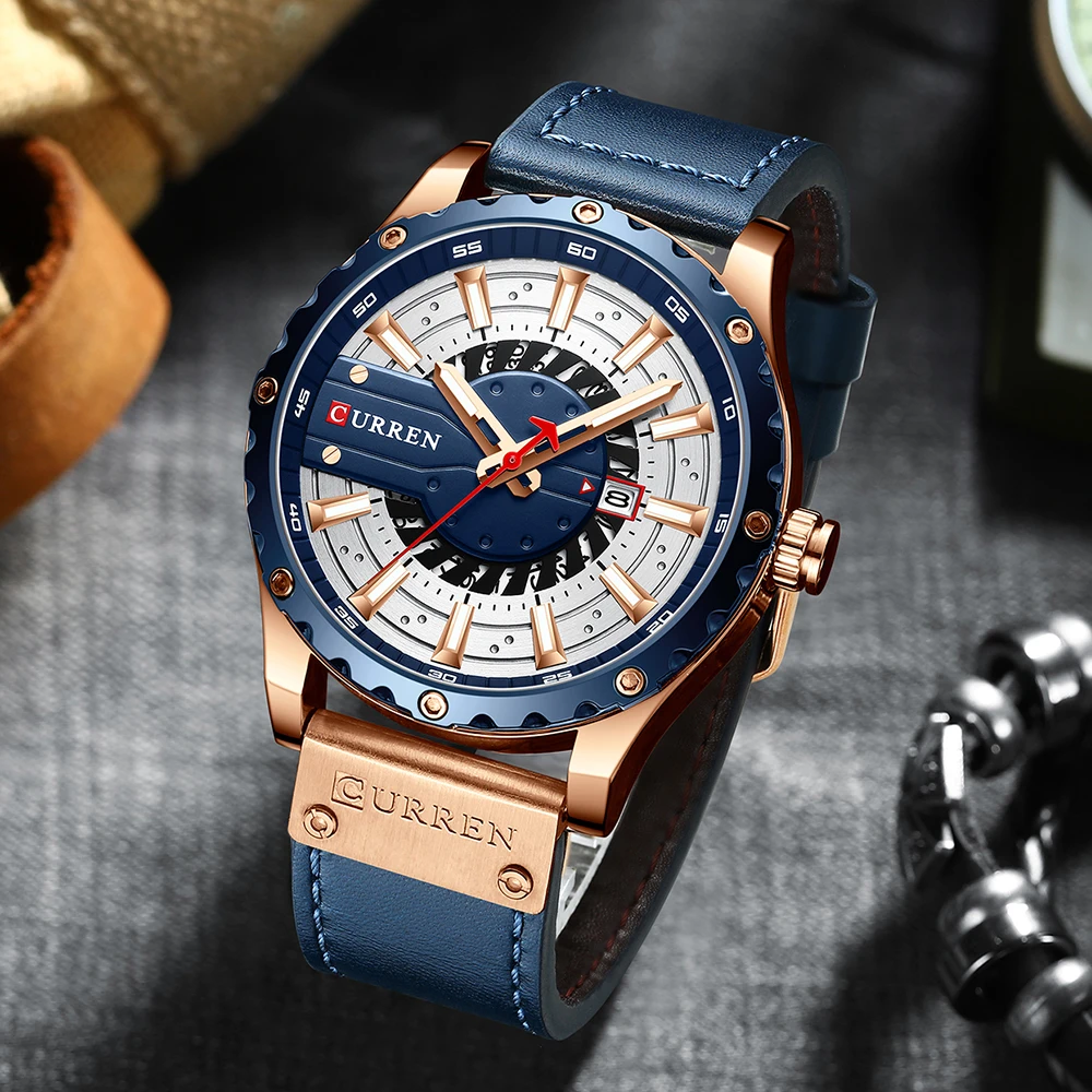 Watches CURREN For Men Luxury Brand Fashion Quartz Wristwatch With Leather Strap Casual Business Luminous hands Clock Male