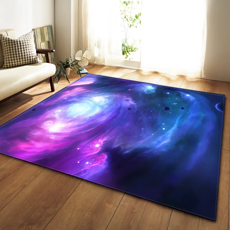 

3D Galaxy Space Rugs and Carpets for Hallway Living Room Bedroom Coffee Tea Table Floor Mats Universe Pattern Anti-Slip Carpet