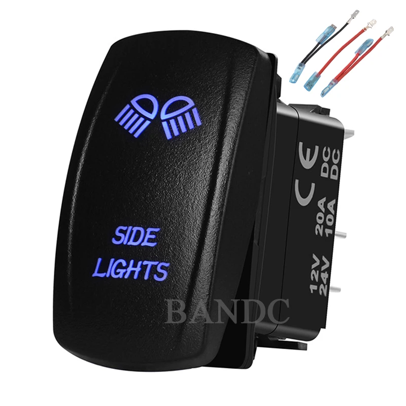 SIDE LIGHTS Laser-Etched 5P On-Off SPST Blue Led Light Rocker Switch for the ARB/Carling/NARVA 4x4 Style, Car Interior Parts