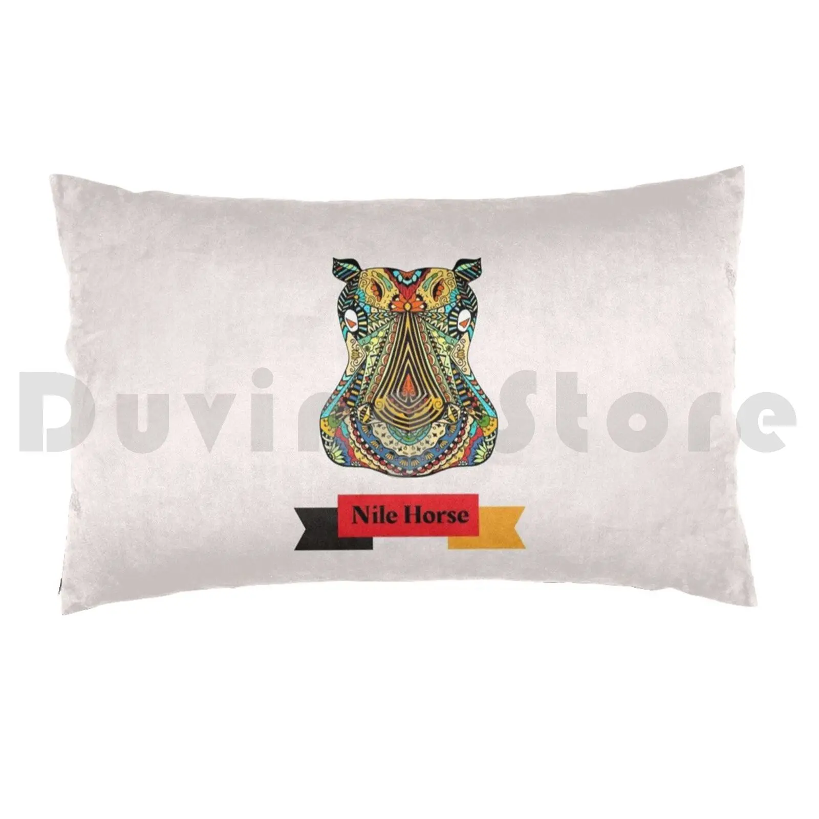 Hippo Nilpferd Nile Horse Zentangle German Wordplay Pillow Case Printed 50x75 German Teacher Germany German