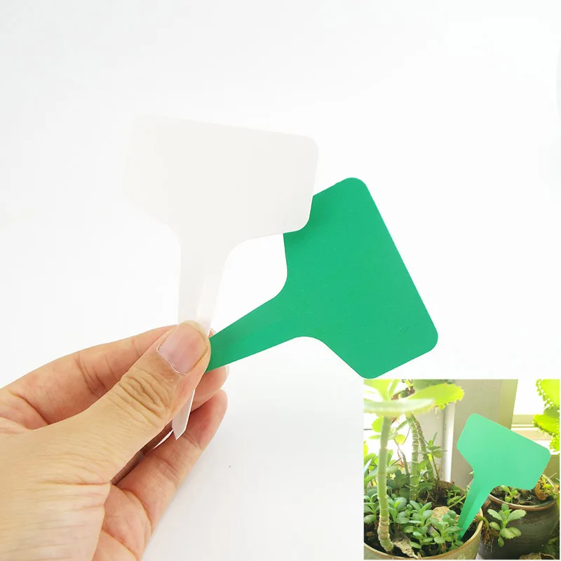 50pcs Garden Plant Labels Classification Sorting Tag Ticket Plastic Writing Plate Board Plug in Card White Green Marker 10*6 CM