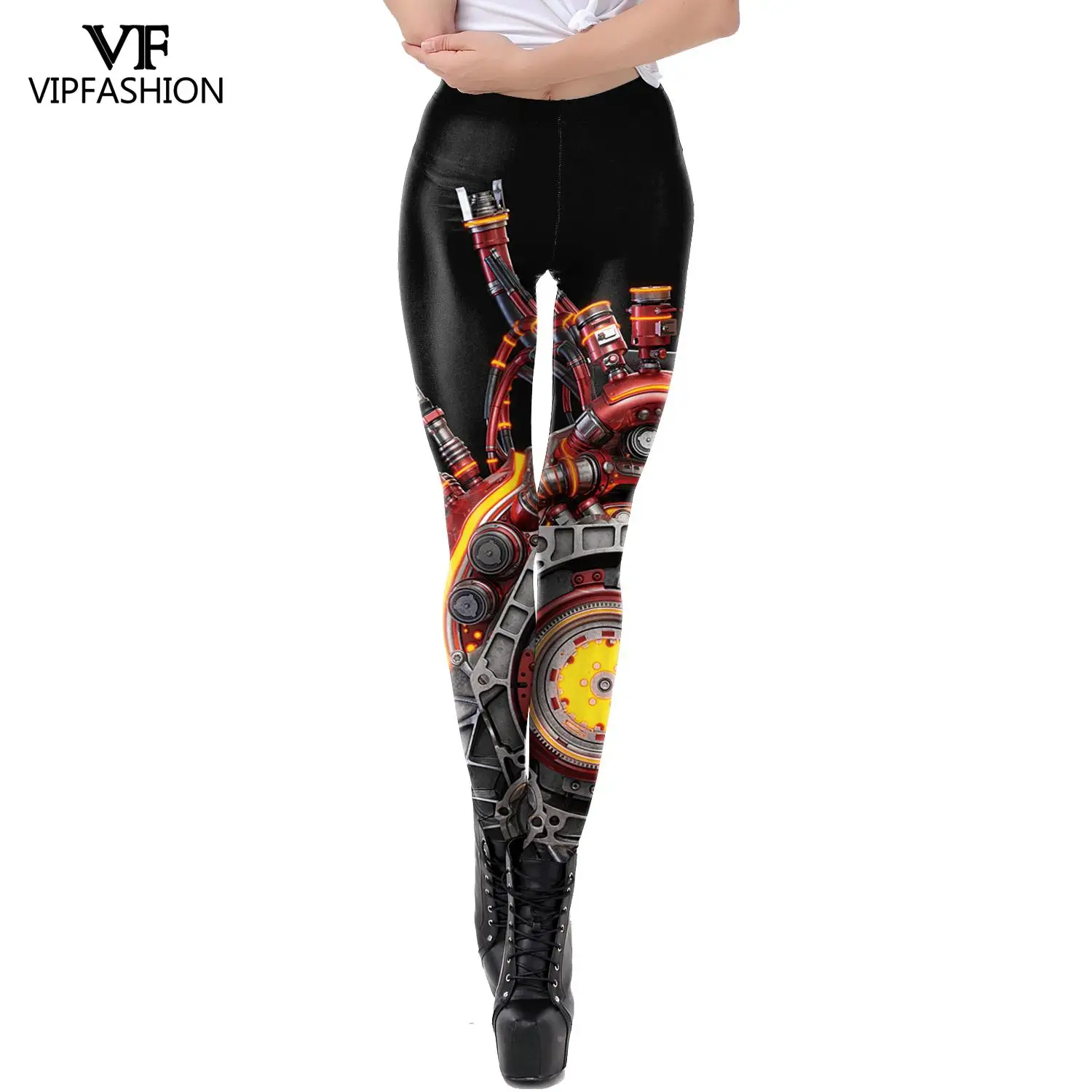 VIP FASHION 3D Punk Print Leggings Personality  Women Clothing Sexy Skinny Mid-Waist Pants Leggings For Fitness