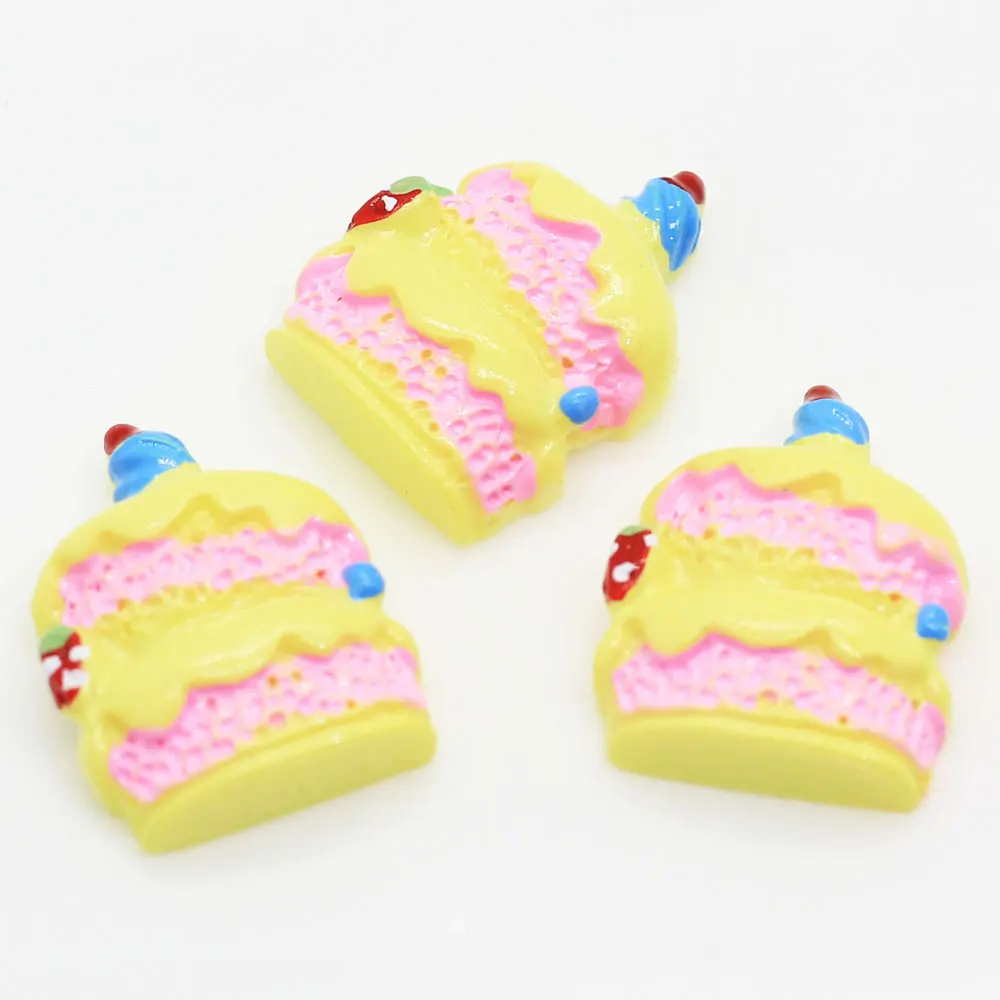 50/100pcs  Simulation Re-ment Double Cream Cake Resin Charms Flatback Food Cake Resin For Cream Glue Phone Shell Or Pencil-box