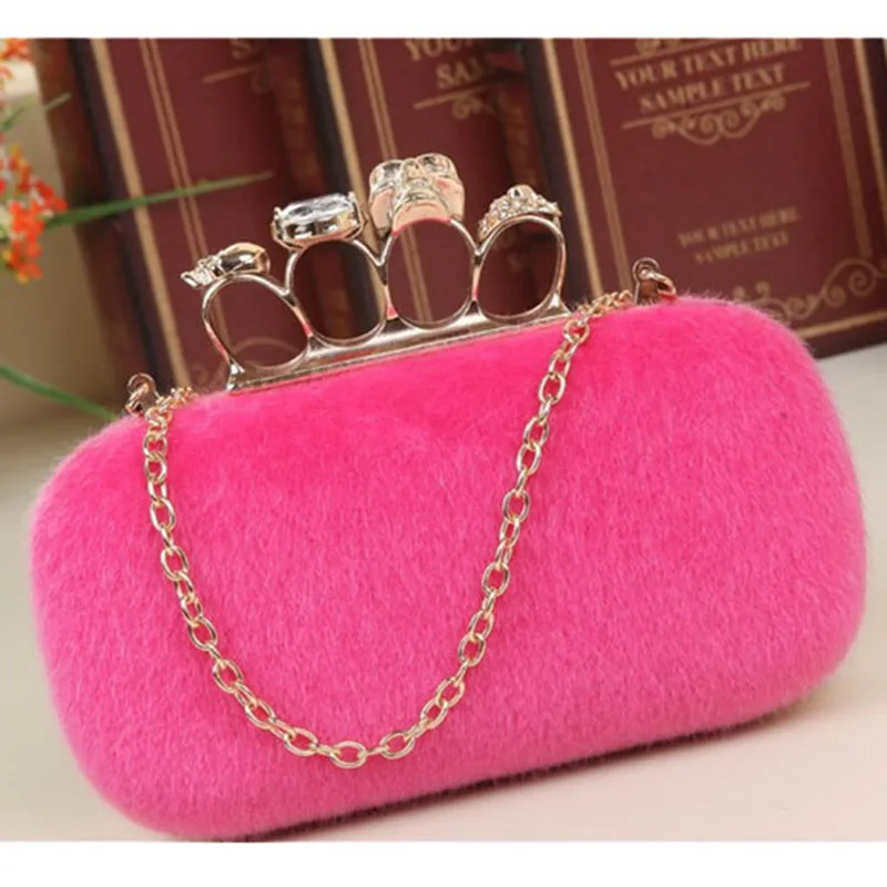 Ladies Purses And Handbags Luxury Fur Diagonal Rhinestone Clutch Bag Korean Version Pink Cute China Shoulder Evening Mini Wallet