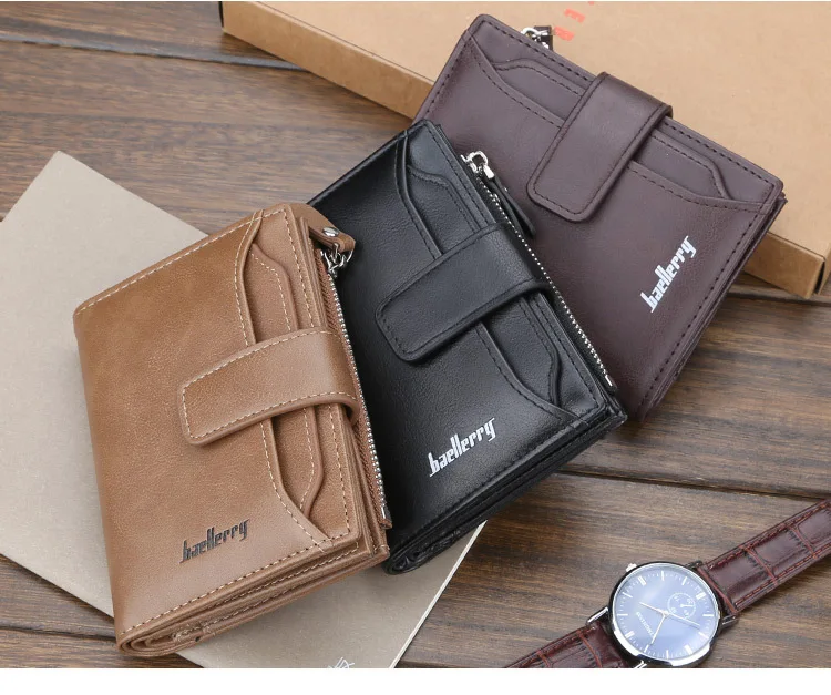 Name Gravur Männer Kurze Brieftaschen Große Kapazität Zipper Münzfach Foto Halter Hohe Qualität Karte Clips Für Männer – Detail 6