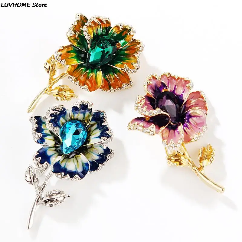 Flower Brooch Pins Crystal Brooches For Women Clothing Decoration Fashion Beautiful Jewelry Plant Flower Trendy Brooches