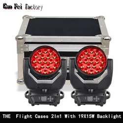 Availability Of The Flight Cases 2In1 With 19X15W RGBW Led Zoom Lyre Wash Moving Head Backlights For DJ Disco Party Wedding