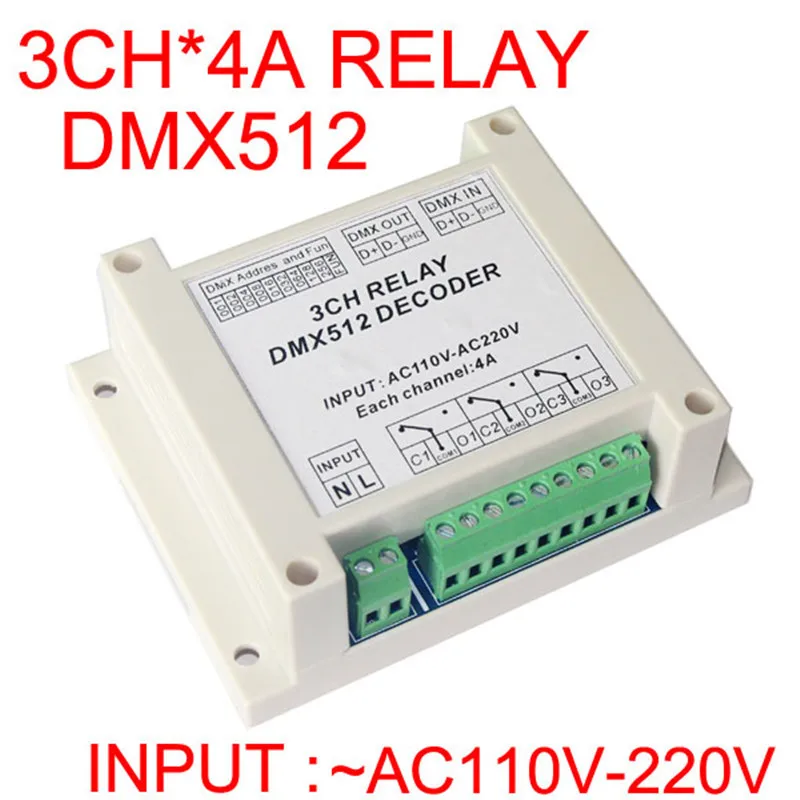 AC110-220V 3CH/4CH Controller Decoder RGB LED Streifen Lichter DMX-RELAY-3/4 Kanal DMX512 RGBW Relais