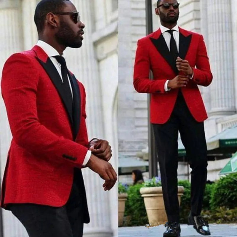 Red Groom Tuxedos Beautiful Men Formal Suits Business Men Wear Wedding Prom Dinner Suits (Jacket+Pants）