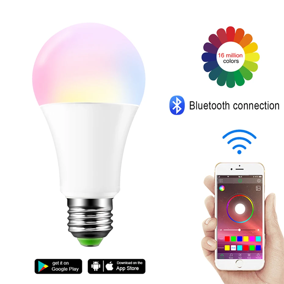 

Wireless Bluetooth Smart LED Bulb E27 Color Change Light Bulb Smart Home Lighting Dimmable IOS / Android 15W AC 110V 220V