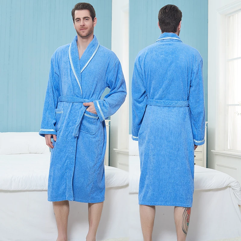 Peignoir de Bain en Coton avec Ceinture pour Homme, Kimono Doux, Décontracté, 4XL, à Revers, à la Mode, avec Lettres Solides, Printemps et Automne