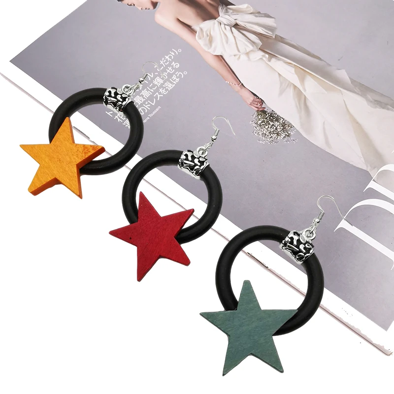 UKEBAY New Star Drop Earrings For Women Statement Earrings Party Ear Accessories Handmade Rubber Jewelry 3 Colors Ethnic Earring