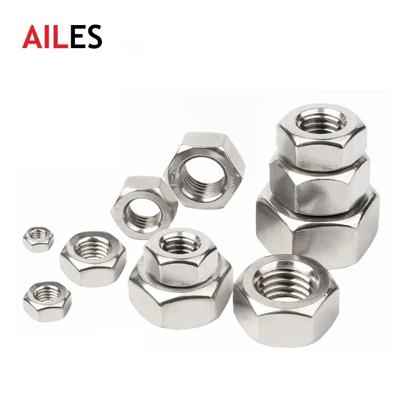 M1 M1.2 M1.4 M1.6 M2 M2.5 M2.6 M3 M3.5 M4 M5 M6 M8 M10 M12 M16 M20 M22 M24 M27 M30 M33 304 Stainless Steel Hexagon Nuts DIN934