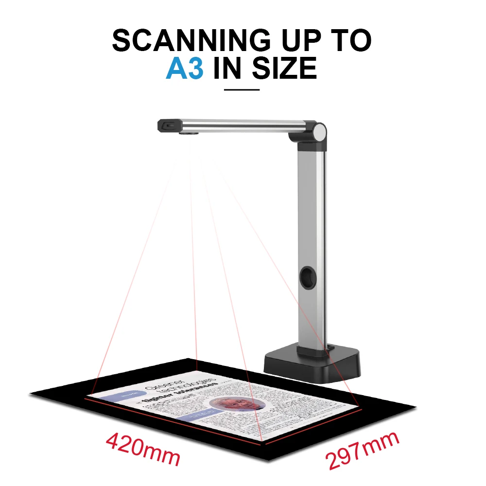 JOYUSING L14 Escáner de libros y documentos HD de 14 MP, tamaño de captura A3, OCR multilingüe, Pdf, para MAC y sistema de ventana, oficina en casa