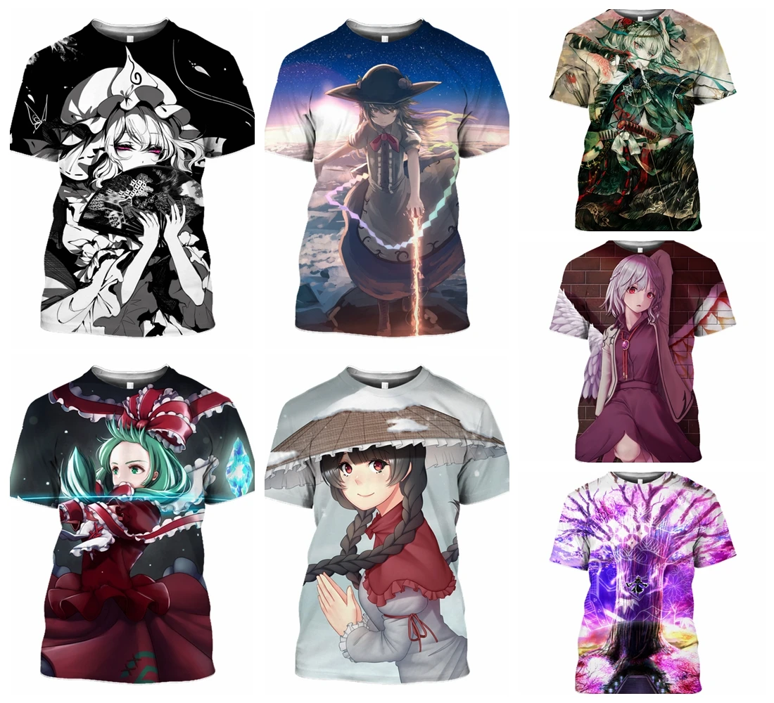 Women Tshirt Camping Senpai Tops 3D Anime Game Touhou Project T Shirt Men Sexy Loli Girl Hinanawi Tenshi Hentai Pullover T264