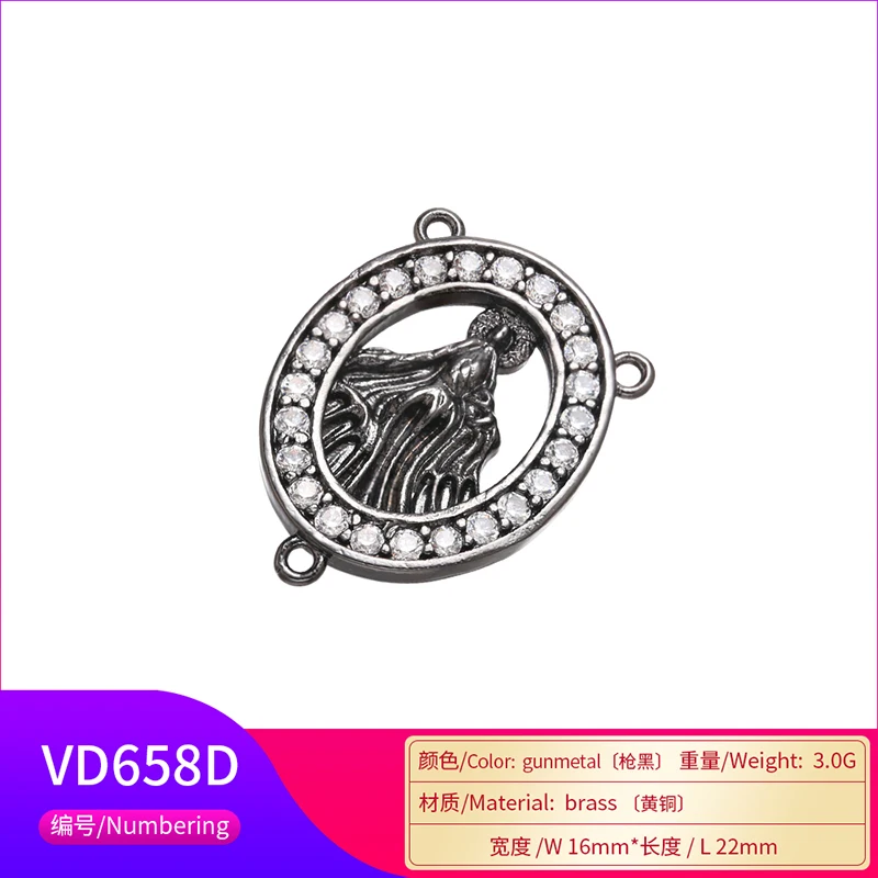 ZUHKOU 16x22mm Delicate crystal statue necklace pendant Connector for women DIY necklace jewelry Accessories making model: VD658
