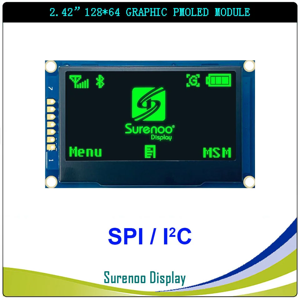 Real OLED Display, 2.42" 128*64 12864 SPI I2C / IIC Graphic LCD Module Screen LCM Screen SSD1309 Controller