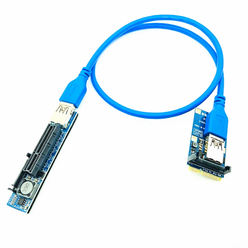 Riser Mini PCI-E to PCI Express X4 Riser Card Extender Card Adapter 15Pin SATA Power Connector with USB3.0 Cable Extension Cable