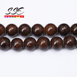 Natural Stone Beads Brown Jades Round Loose Beads For Jewelry Making DIY Charms Bracelet Ear Studs Accessories 6 8 10 12mm 15''