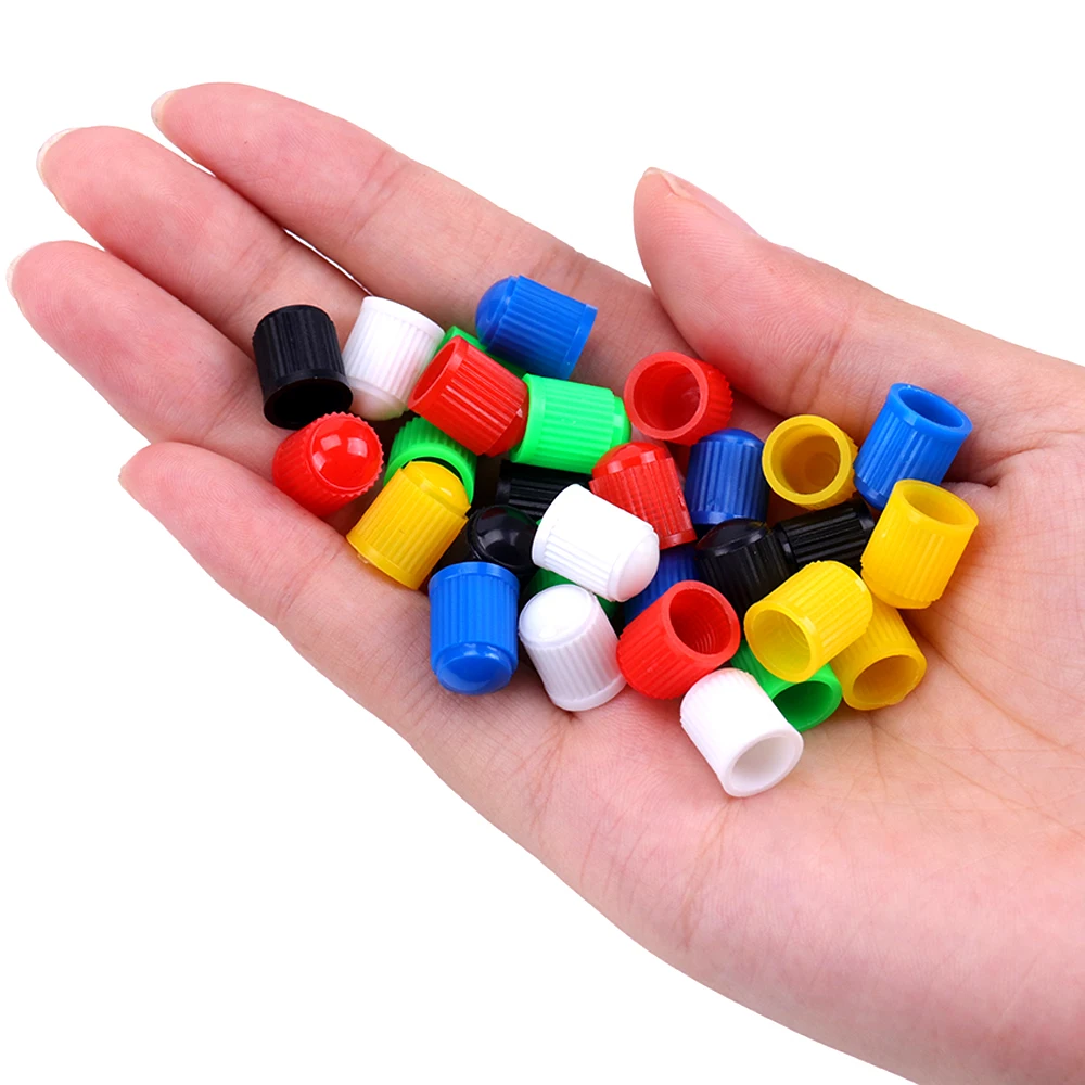 AUTCOAT 100Pcs/Lot Bike Tire Valve Caps, Plastic Schrader Valve Multi-Color Bicycle Tire Valve Cap Dust Covers