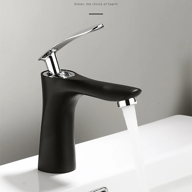 

LIUYUE Basin Faucets Black/White Brass Elegant Bathroom Faucet Single Handle Wash-basin Tap Cold Hot Water Crane Sink Mixer Taps