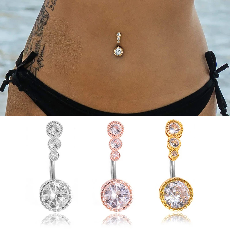 

1pc Sexy Navel Piercing Belly Button Rings Bar Crystal Zircon Dangling Ombligo Party Stud Barbell for Woman Body Jewelry 14g