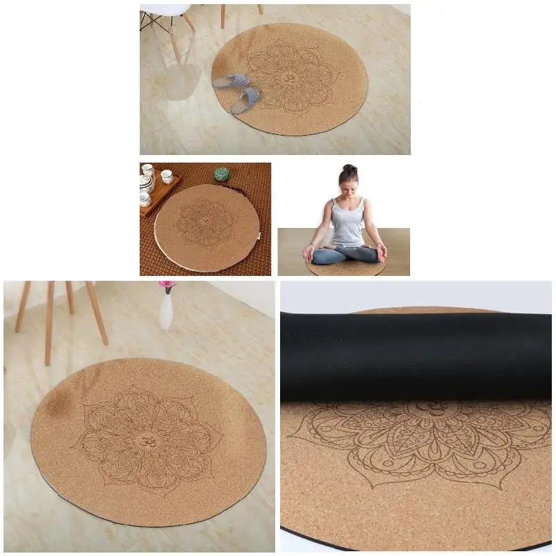 Yoga Mat Little Round Cork Rubber 60x60cmx3mm Non Slip Yoga Cushion Meditation Cushion Pad Pilates Pad for Home Outdoor YS-BUY