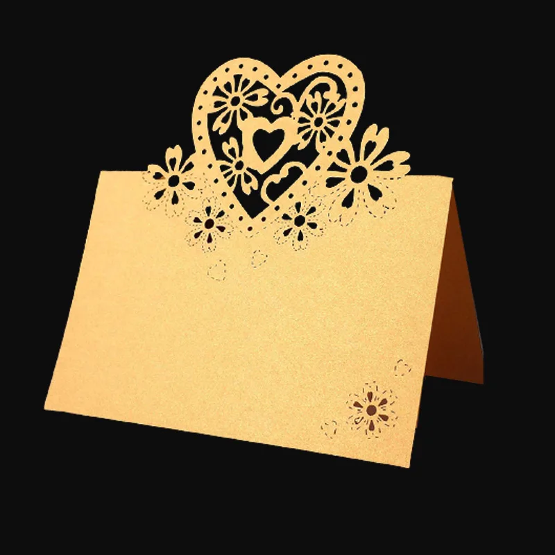 50 قطعة زهرة القلب الحب قطع الليزر الجدول اسم مكان بطاقات الدانتيل اسم إعداد الرسائل بطاقة الزفاف حفلة عيد ميلاد لصالح الديكور #3