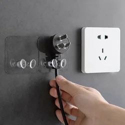 Transparent Hooks Wire Rack Power Plug Socket Holder Cable Winder Self Adhesive Hook Door Wall Hooks Hanger For Kitchen Bathroom