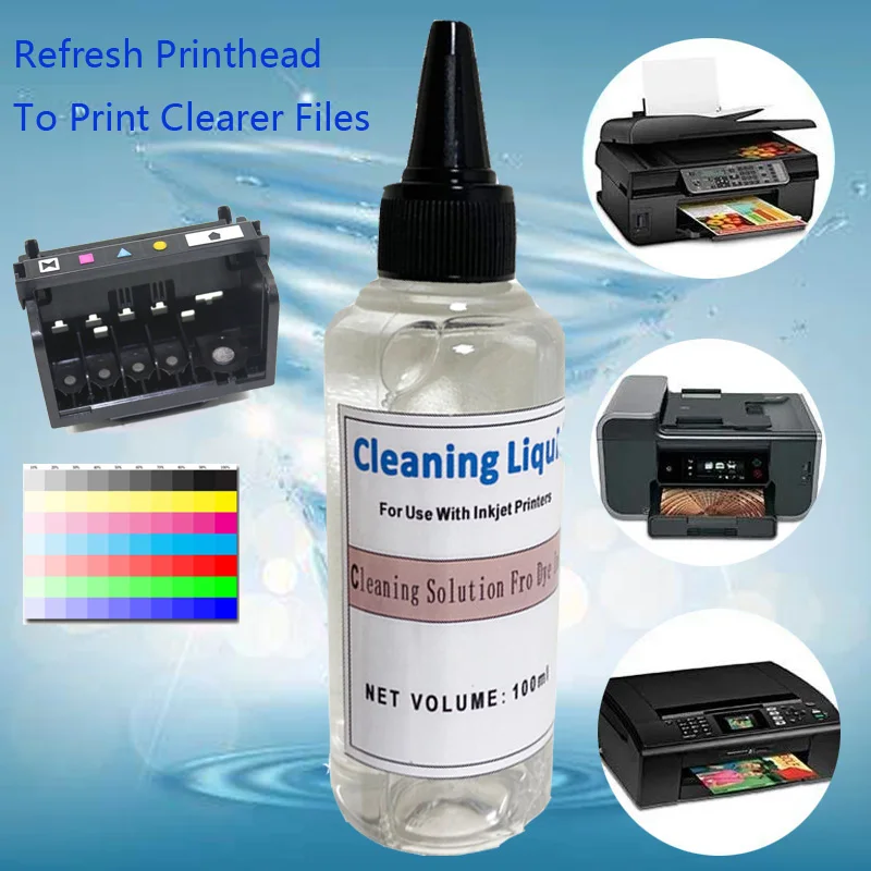 Printhead Cleaning Kit 2 Bottle 100ml Clear Fluid Printer Part For HP Epson Canon Brother Lexmark Inkjet Printing Refresh Liquid