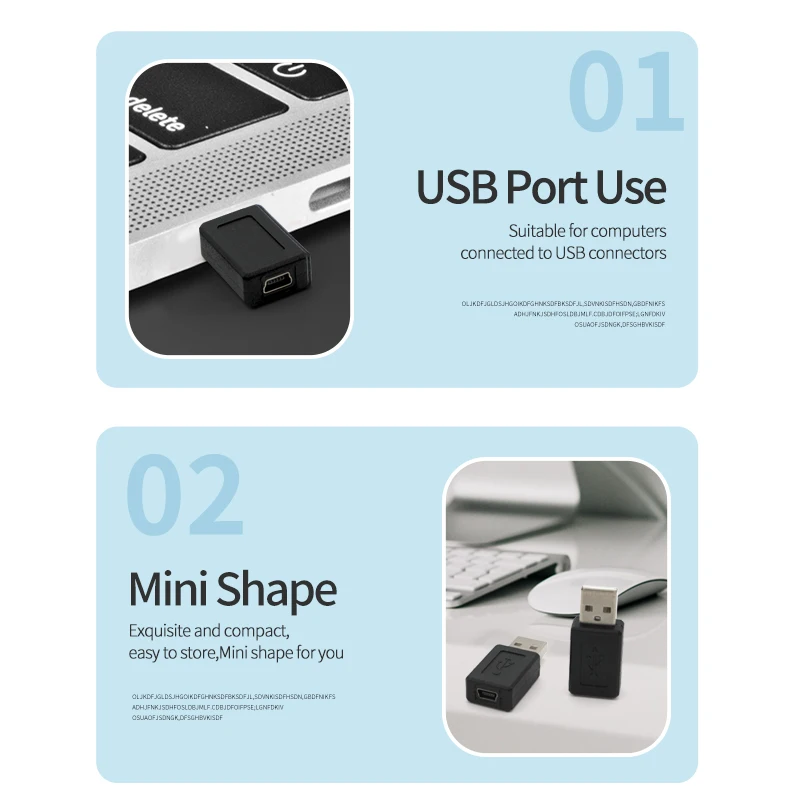 USB to Mini USB Connectors Male to Female USB 2.0 Adapter PC Computer Cables High Quality Lightweight  Black Color usb Converter