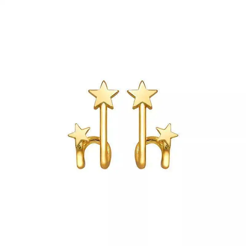 أقراط مرصعة على شكل نجوم فضة إسترليني للنساء ، مجوهرات بطبقتين ، هدية للسيدات ، الفتيات #5