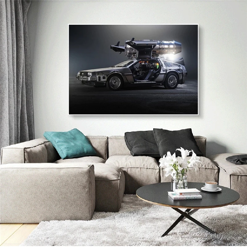 Movies Back to the Future Car Delorean Time Machine Canvas Posters and Prints Art Paintings on the Wall Pictures Home Decor