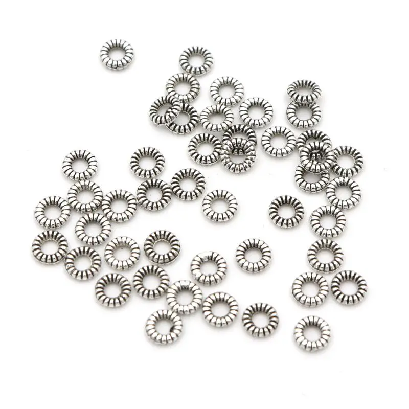 200pcs Gold Antique Silver Color Wheel Circle Metal Loose Spacer Beads Charm For Jewelry Making Bead Needlework Diy Accessories