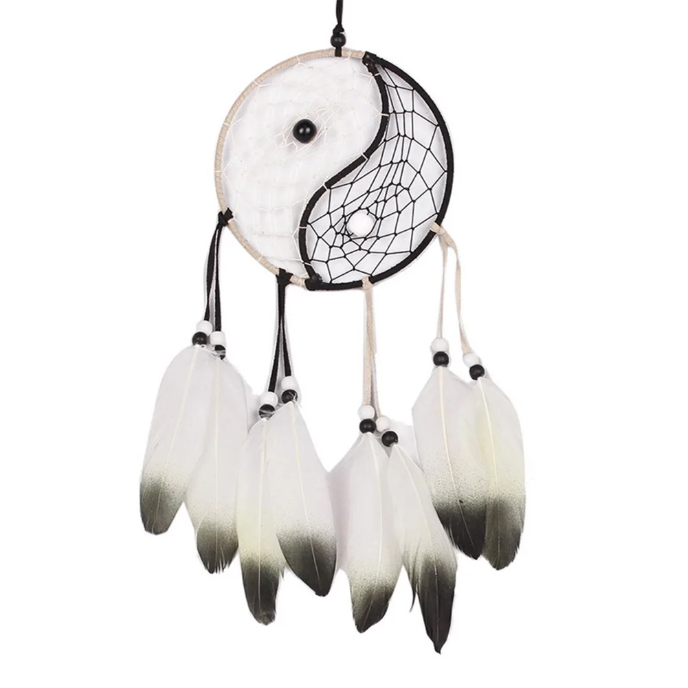 Innovative Dream Catcher TaiJi Home Wall Car Hanging Decor Yin Yang Feather Crafts Dreamcatcher Nets