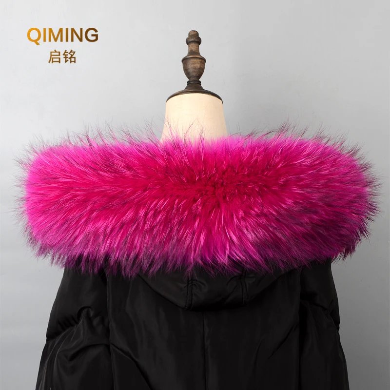 Real Fur Collar For ladies Parkas Coats Luxury Warm Natural Raccoon winter Scarf Women Fur Scarves Male Down Jacket Fur Hat 