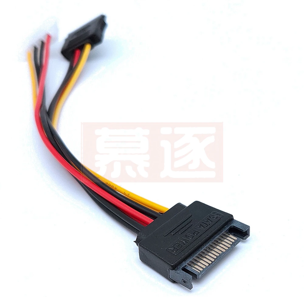 1Pcs 15Pin Sata Mannelijk Naar 4Pin Ide Molex Vrouwelijke + 15Pin Sata Female Power Cable