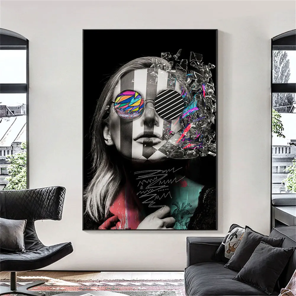 

Fashion Woman Modern Abstract Style Canvas Poster Pop Wall Art Prints On Canvas Painting Picture For Living Room Home Decoration