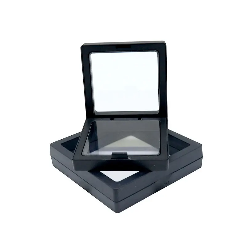 10 pz/lotto espositore per gioielli trasparente custodia per anello collana bracciale organizzato 3D Floating Square Frame Storage Collection