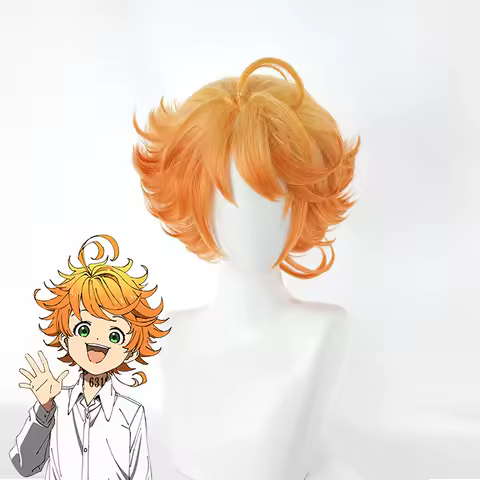 Emma Cosplay Wig Anime Yakusoku no Neverland The Promised Neverland Orange Heat Resistant Synthetic Hair Wigs + Wig Cap