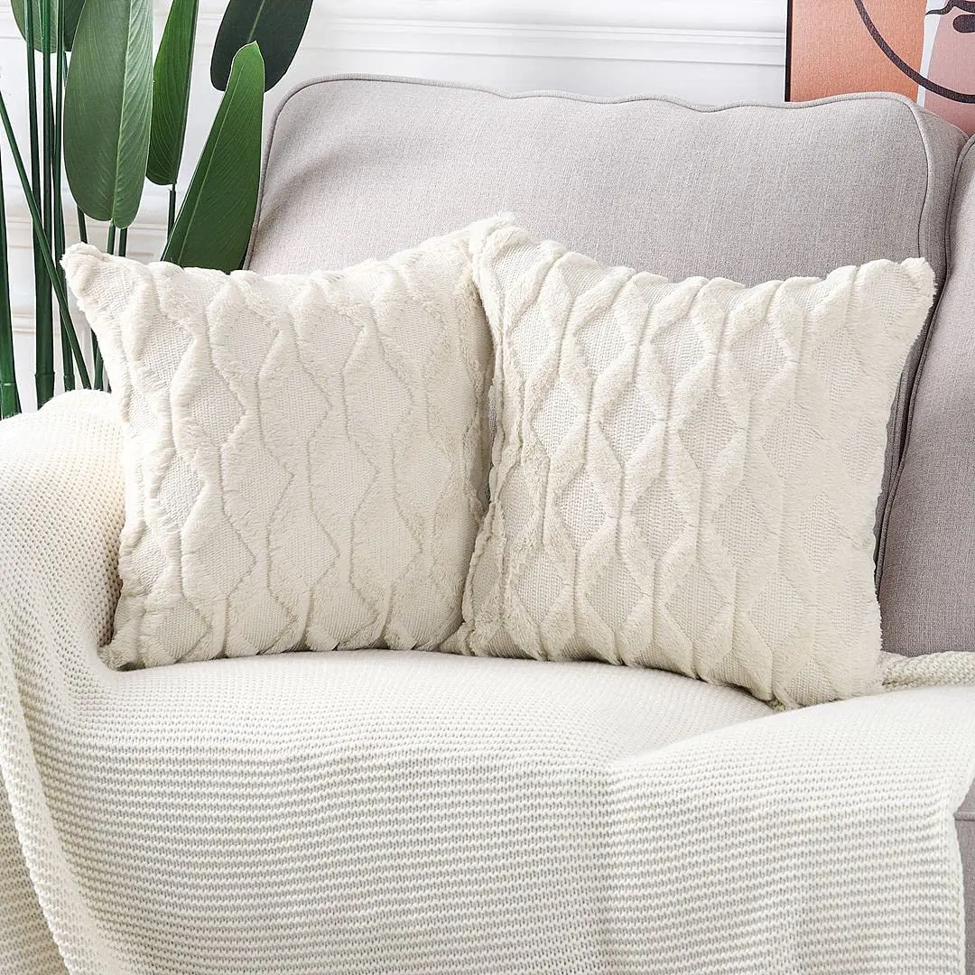 Cushion Cover Plush Pillow Cover for Sofa Living Room Geometric Housse De Coussin 45*45 Decorative Pillows Nordic Home Decor