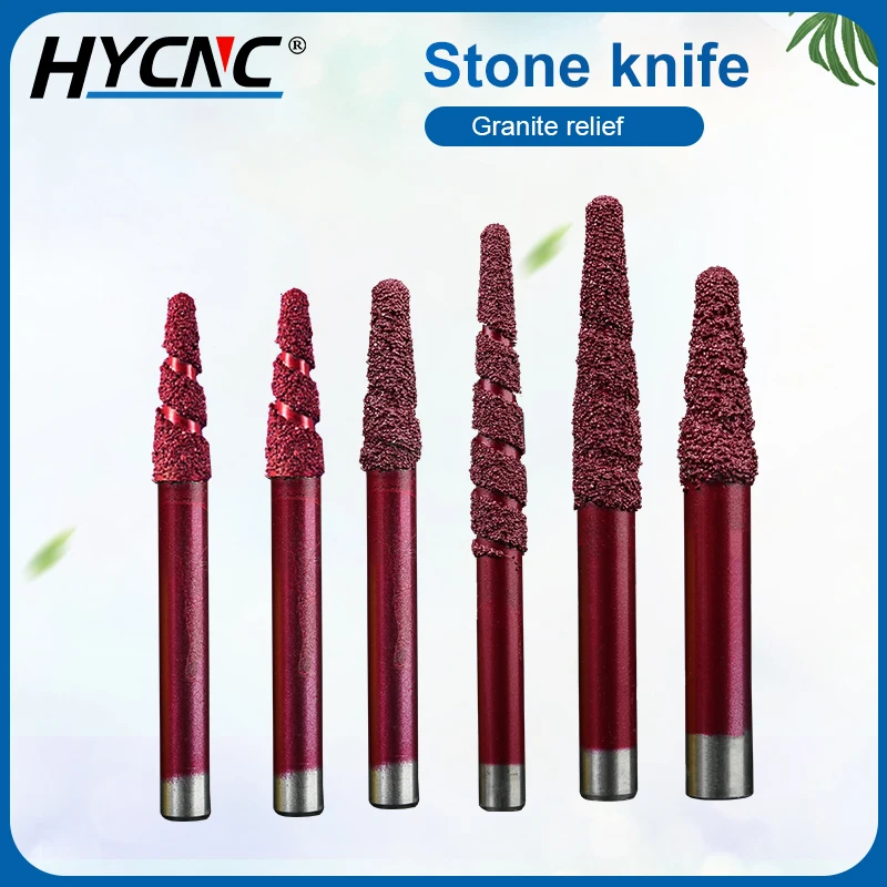 หิน Sintered Diamond เครื่องกัดเจาะเรียวหัวแบนด้านล่าง Cnc Router แกะสลักหินอ่อนหินแกรนิตมีดแกะสลัก