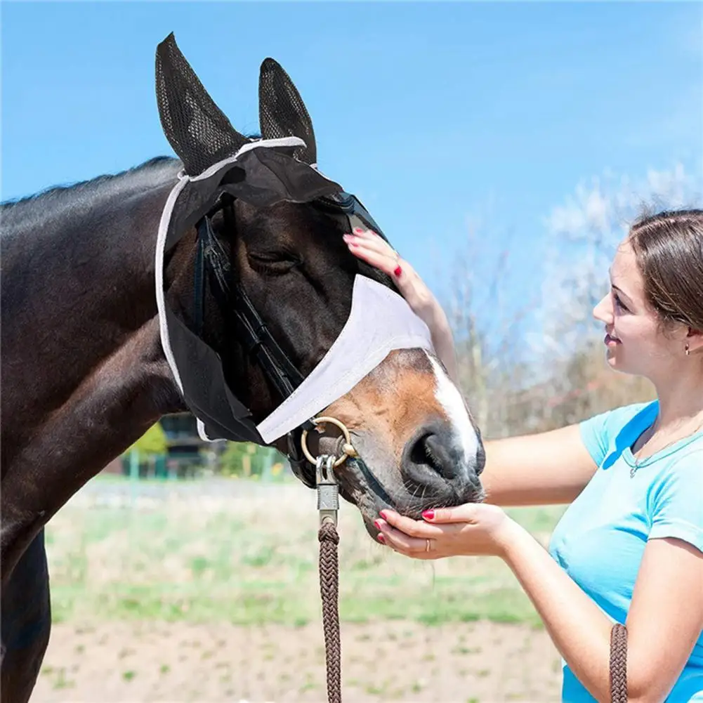 Cubierta de cara de Animal de caballo, malla duradera, elástica, cómoda, suministros para mascotas