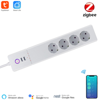 Tuya Zigbee Smart Surge Protector EU Zigbee Outlet With 4 Plugs and 2 USB Port Individual Control Works With Alexa Google Home