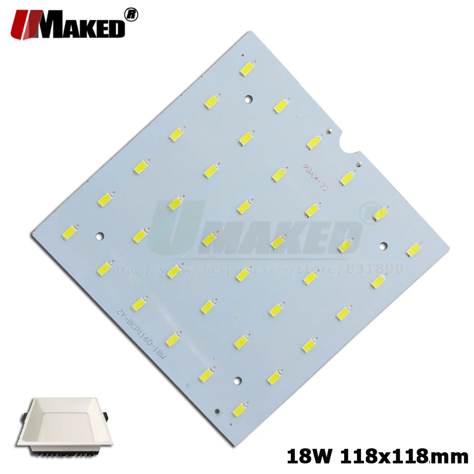 2/10/20 sztuk LED PCB 18W 118X118MM Downlight źródło radiator aluminiowy płyta zainstalowana SMD 5730 110 lm/w dla Sopt Panel Square Lamp