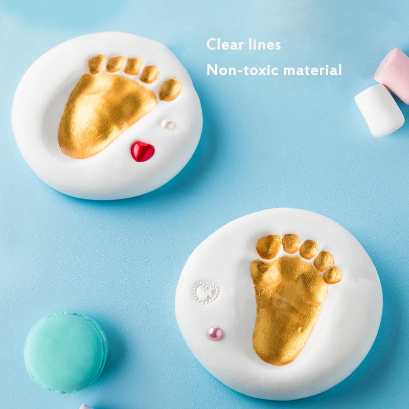 3D DIY Baby Hand Print and Footprint Soft Clay Photo Frame For Newborn Milestone Cards Infant Hand Casting Kit Baby Souvenir Set