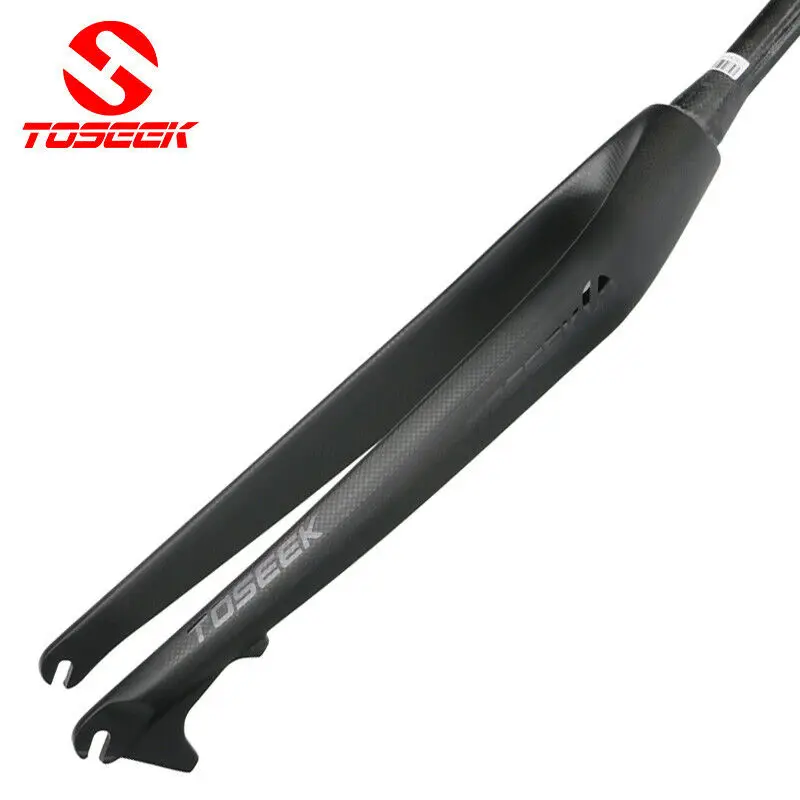 

TOSEEK Carbon Fork 1-1/8 MTB Tapered Fork Mountain Bike Rigid Straight Disc Brake 26/27.5/29er Full Carbon Fiber Fork 3K Light