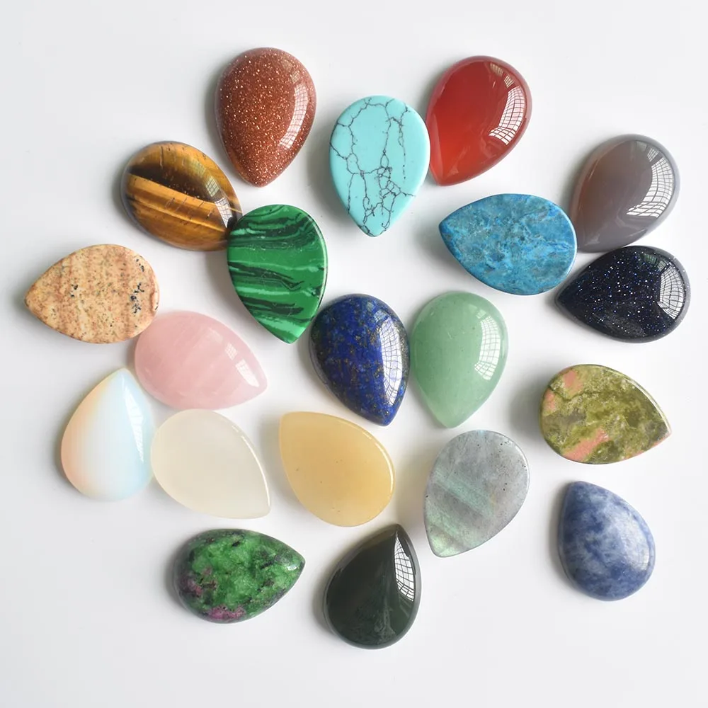 Kostenloser Versand 20 Stück/Lot Großhandel 25x18x6mm verschiedene Naturstein-Tropfenperlen CAB CABOCHON für DIY-Schmuckzubehör – Detail 2