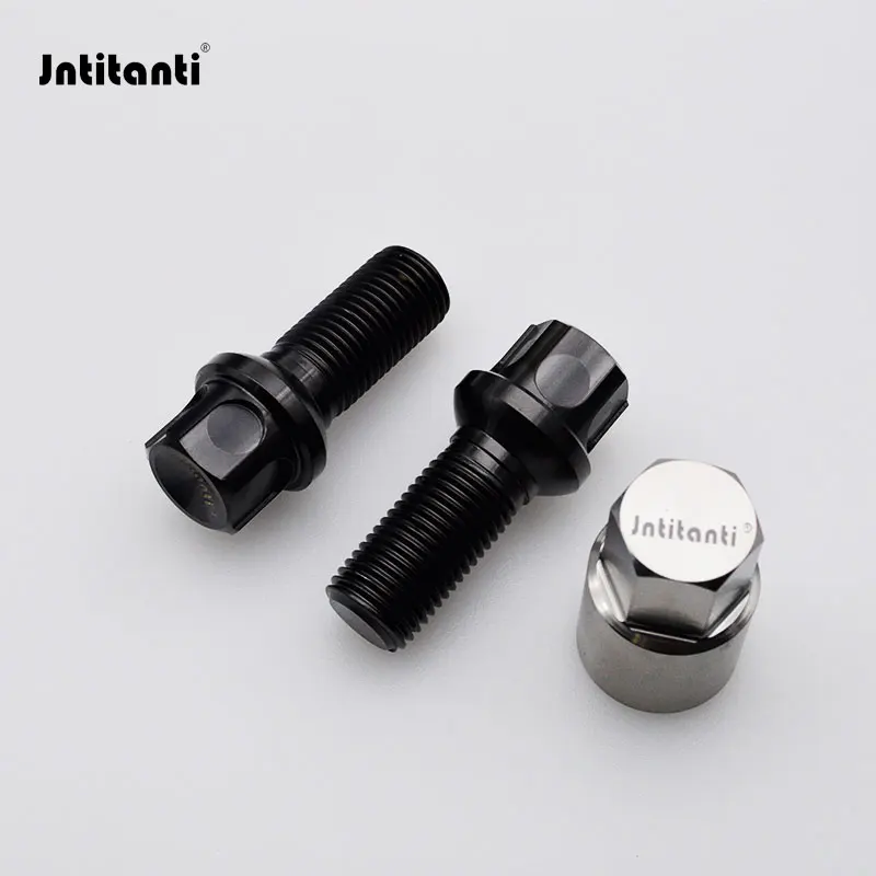 Jntitanti High Performance Gr5 Titanium Alloy Anti-Theft Wheel Bolts M14*1.5*28-55mm for Mercedes-Benz Maybach Porsche