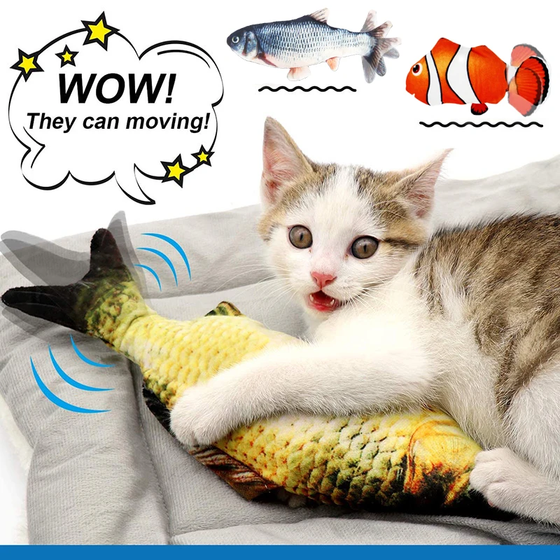 

VIP Dropshipping Electric Fish Cat Toy Interactive Dancing Plush Fish Toy for Kitten Cat Scratch Chew Bite Toy Soft Moving Fish